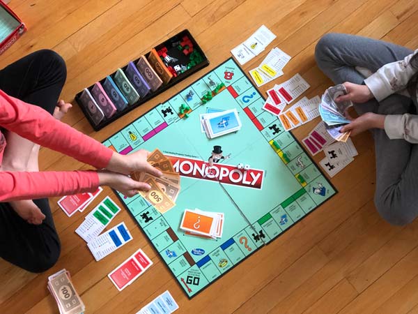 Playing board games at home